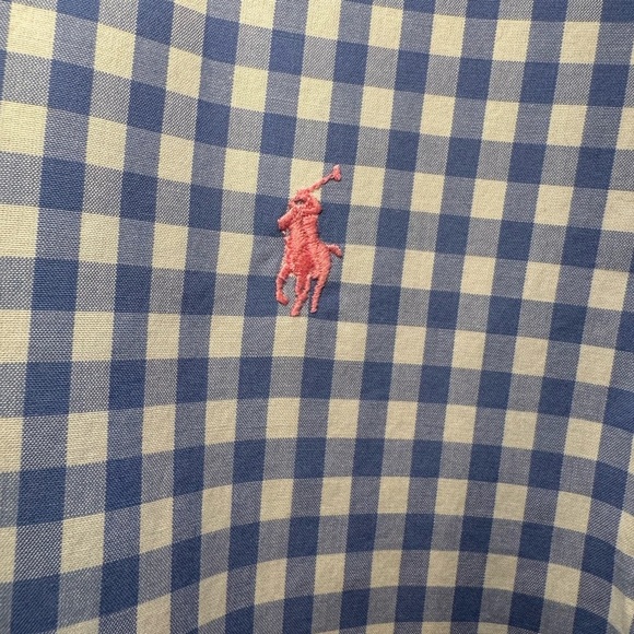 Ralph Lauren Men’s Blue & White Checkered Long Sleeve Button Down Shirt Size L - Picture 7 of 14